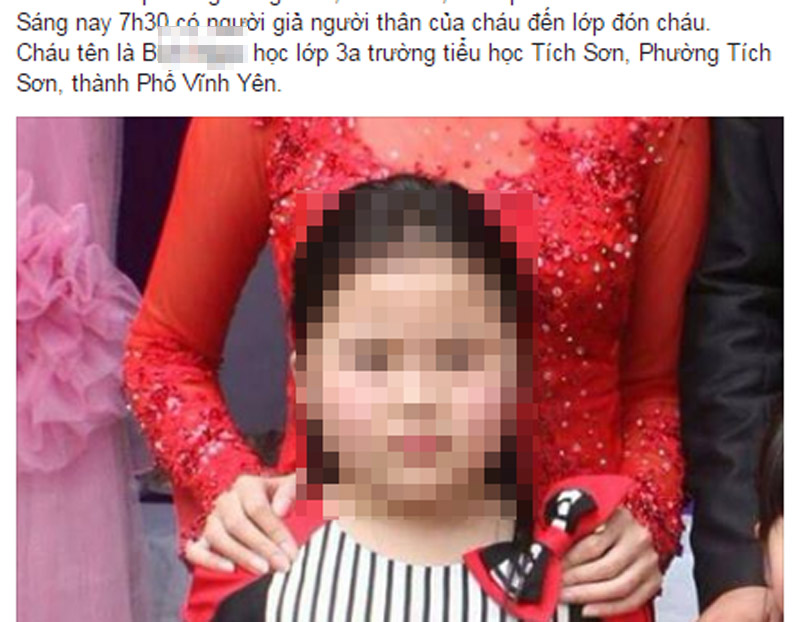 Vinh Phúc: Thông tin bé gái học lớp 3 bị bắt cóc là không chính xác
