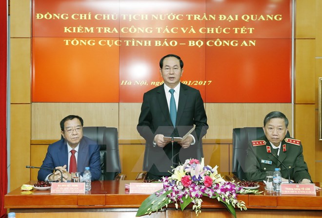 Chủ tịch nước Trần Đại Quang chúc Tết lực lượng thuộc Bộ Công an