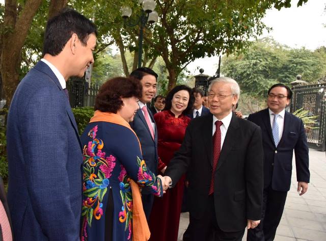 Tổng Bí thư Nguyễn Phú Trọng thăm, chúc Tết Đảng bộ, chính quyền và nhân dân TP Hà Nội