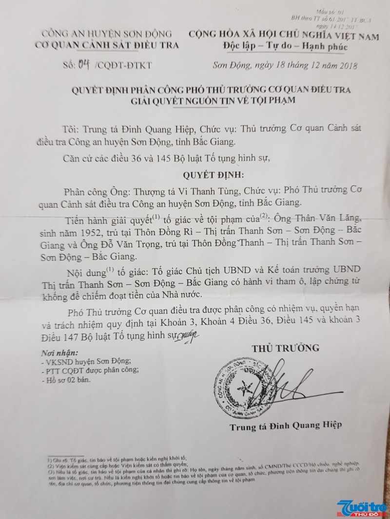 Người dân nghi ngờ công an huyện Sơn Động đang bật đèn xanh cho lãnh đạo Thị trấn Thanh Sơn khắc phục các những hợp đồng ma để 'thoát tội'