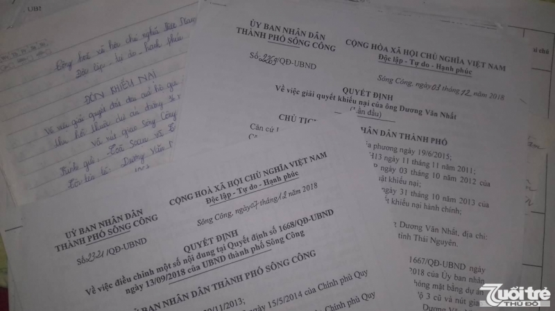 Không đồng ý với trả lời và cách xử lý của UBND TP Sông Công, gia đình ông Nhất đã gửi đơn đi các cấp cao hơn nhưng vẫn không được giải quyết triệt để.