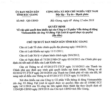 Chủ tịch UBND tỉnh Bắc Giang phải thu hồi Quyết định xử phạt do tham mưu kém