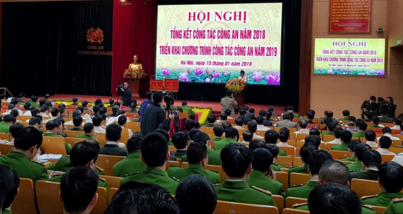 Toàn cảnh Hội nghị triển khai công tác năm 2019 tại Công an Hà Nội