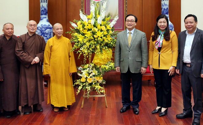 Giáo hội Phật giáo Việt Nam TP Hà Nội chúc Tết Đảng bộ thành phố