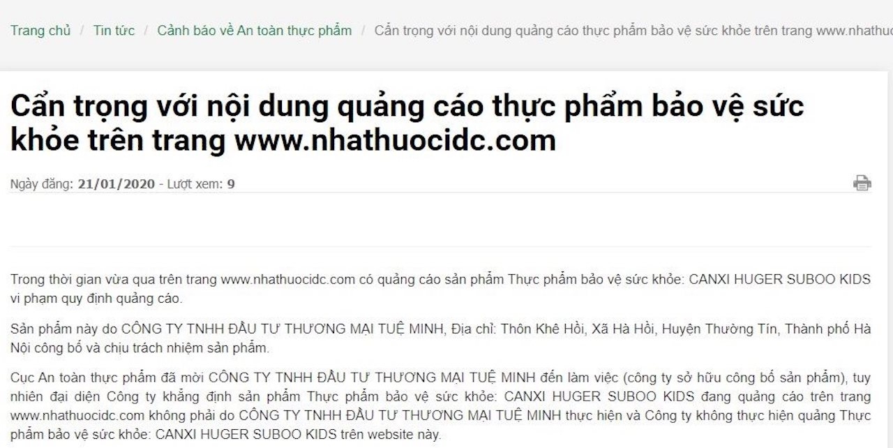 Cảnh báo nhiều trang web quảng cáo thực phẩm chức năng vi phạm quy định