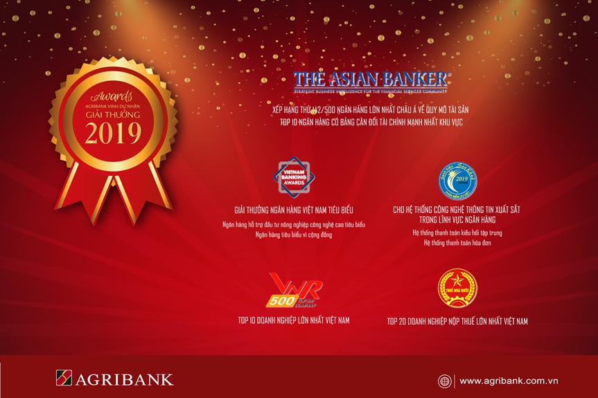 Năm 2019 Agribank đạt nhiều giải thưởng uy tín
