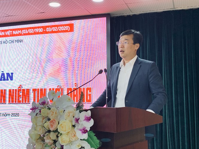 Đồng chí Lê Quốc Phong,Ủy viên dự khuyết Ban chấp hành Trung ương Đảng, Bí thư thứ nhất Trung ương Đoàn phát biểu tại diễn đàn Tuổi trẻ Việt Nam sắt son niềm tin với Đảng