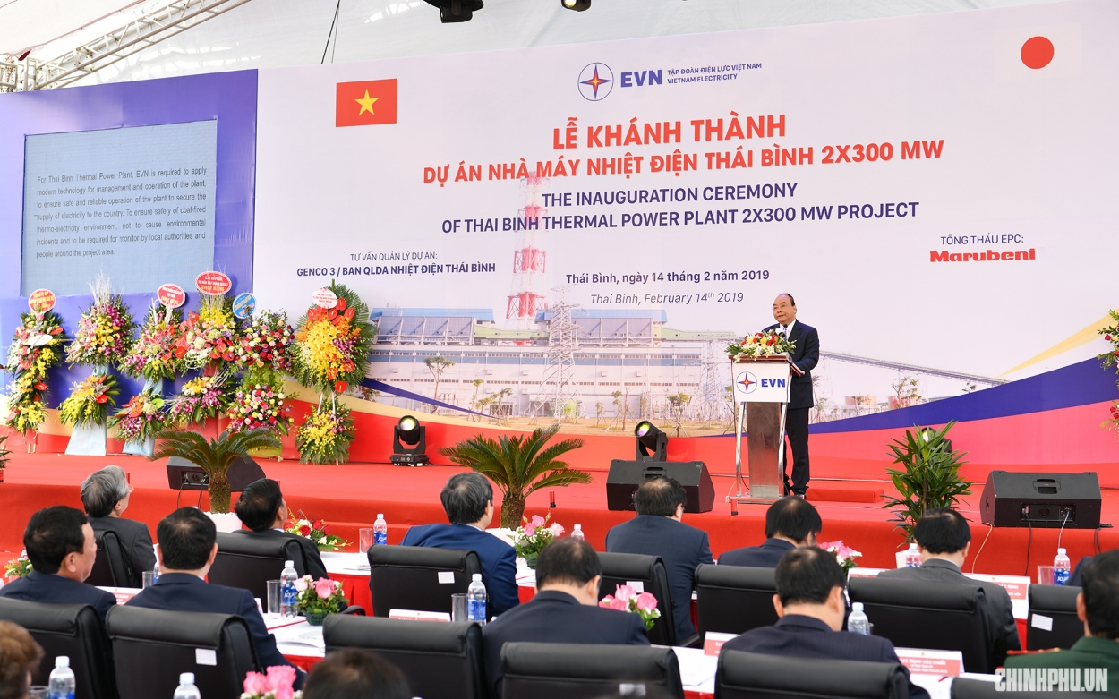 Thủ tướng Nguyễn Xuân Phúc phát biểu tại lễ khánh thành dự án Nhà máy Nhiệt điện Thái Bình