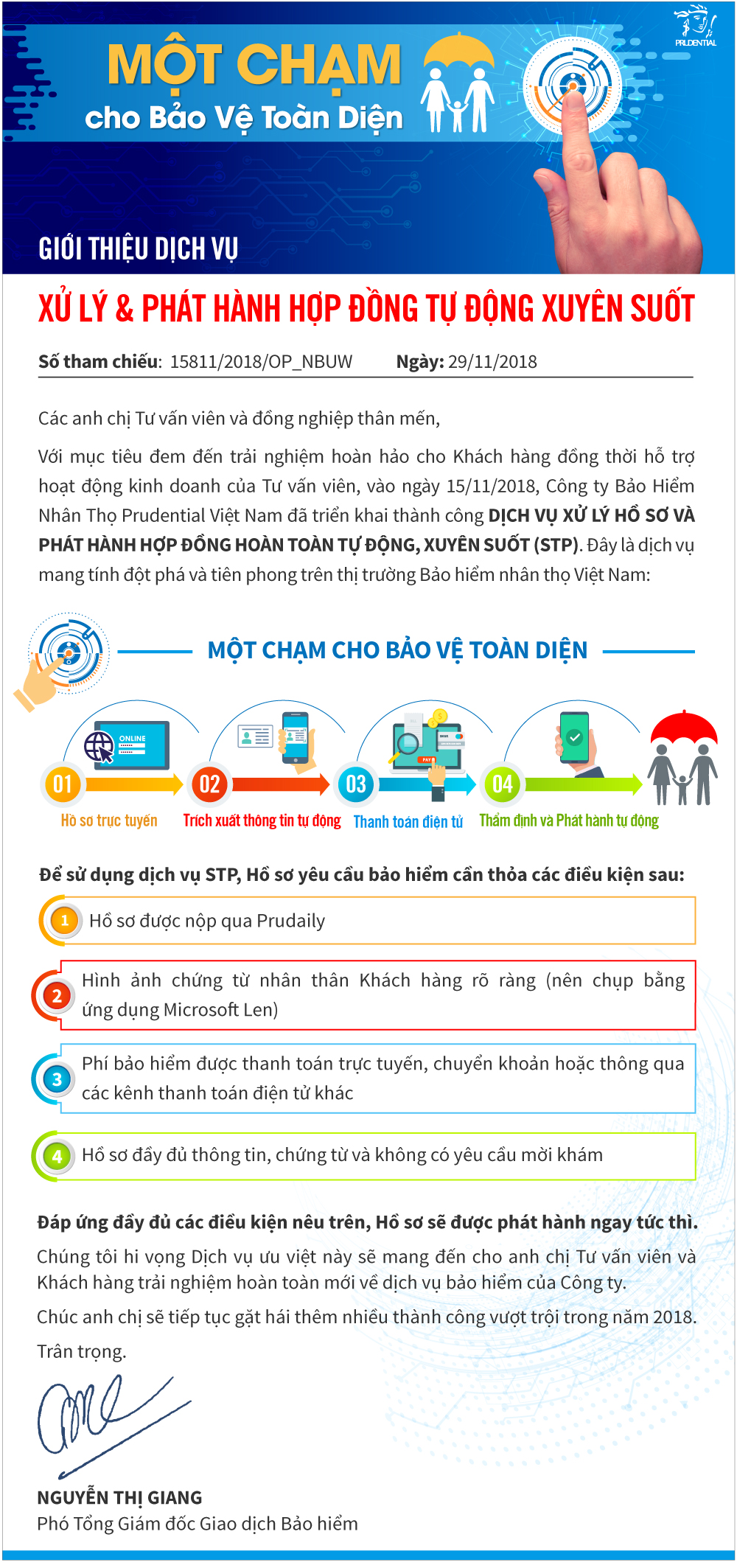 Prudential triển khai dịch vụ xử lý và phát hành hợp đồng tự động xuyên suốt