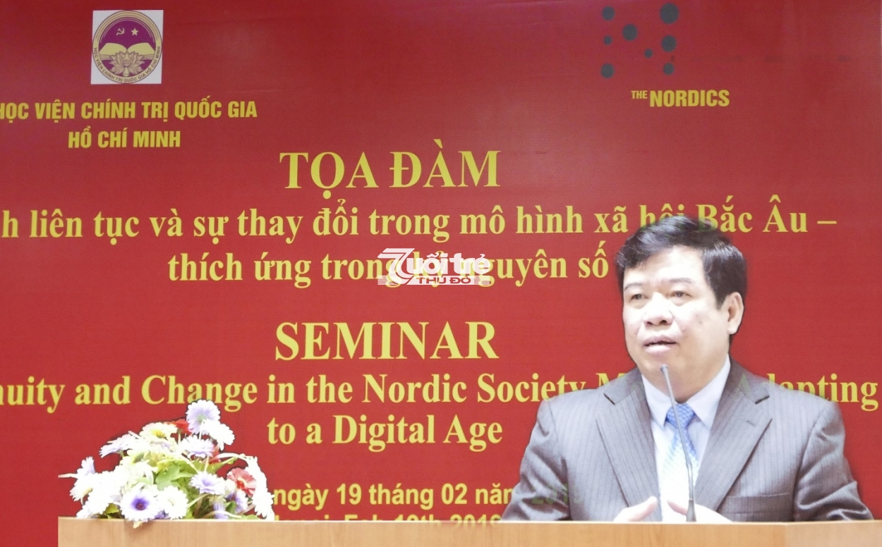Phó Giám đốc Học viện Chính trị Quốc gia Hồ Chí Minh, PGS, TS Nguyễn Viết Thảo phát biểu