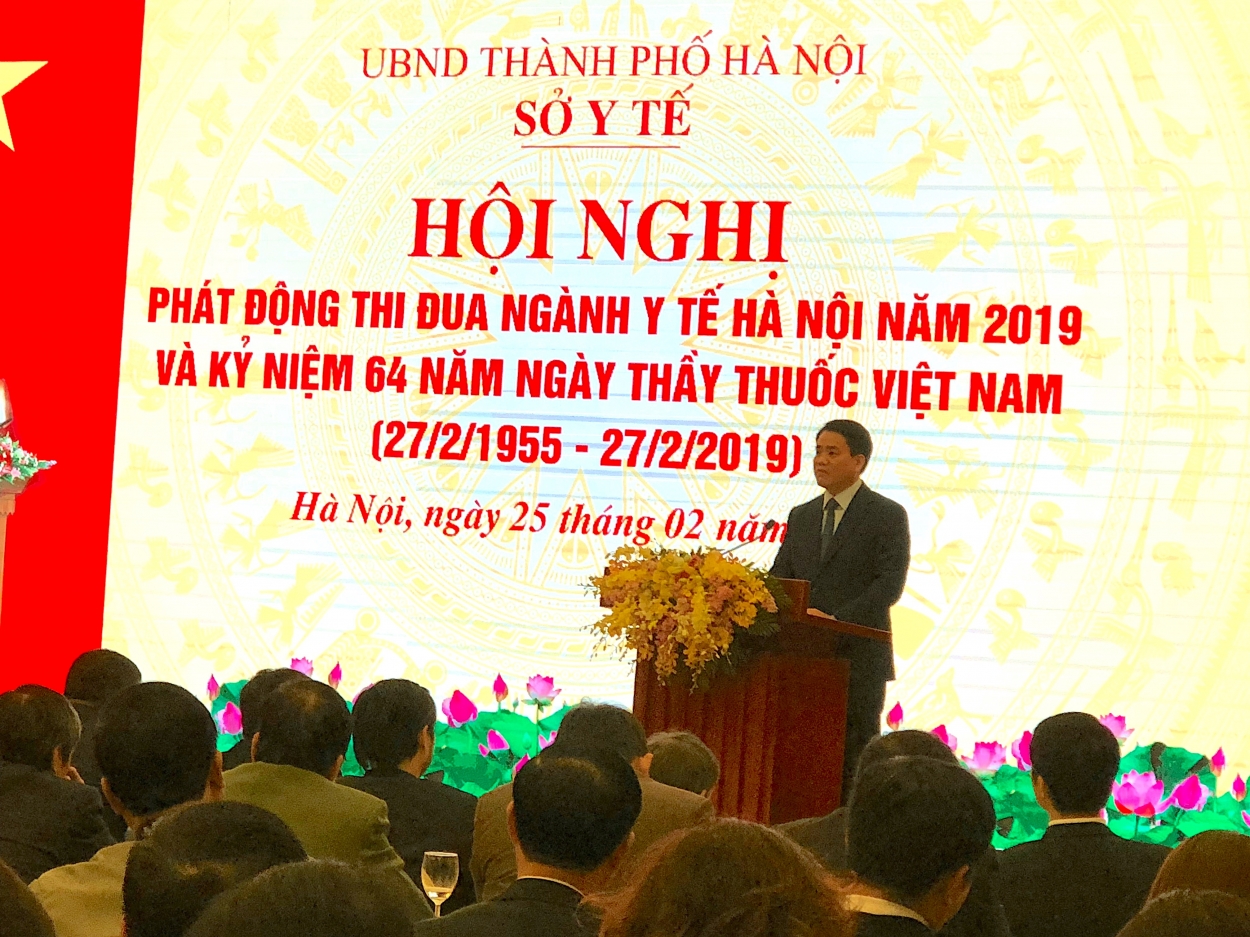 Chủ tịch UBND TP Hà Nội Nguyễn Đức Chung phát biểu tại Hội nghị
