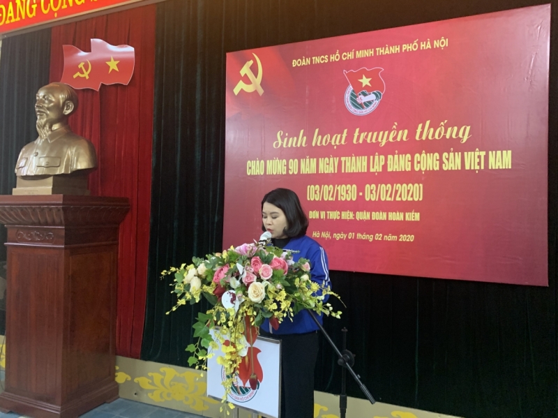 Đồng chí Chu Hồng Minh, Uỷ viên Ban chấp hành Trung ương Đoàn, Phó Bí thư Thành đoàn Hà Nội phát biểu tại chương trình.