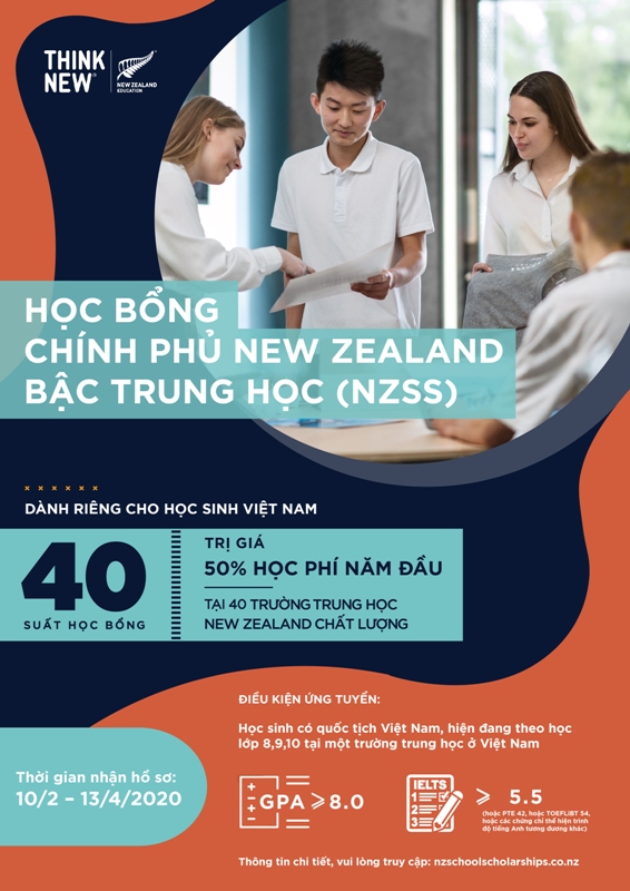 Học bổng Chính phủ New Zealand bậc trung học dành riêng cho học sinh Việt Nam