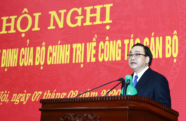 Nguyên Bí thư Thành ủy Hoàng Trung Hải phát biểu tại Hội nghị