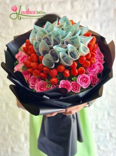 Những bó hoa tiền thật đắt hàng mùa Valentine