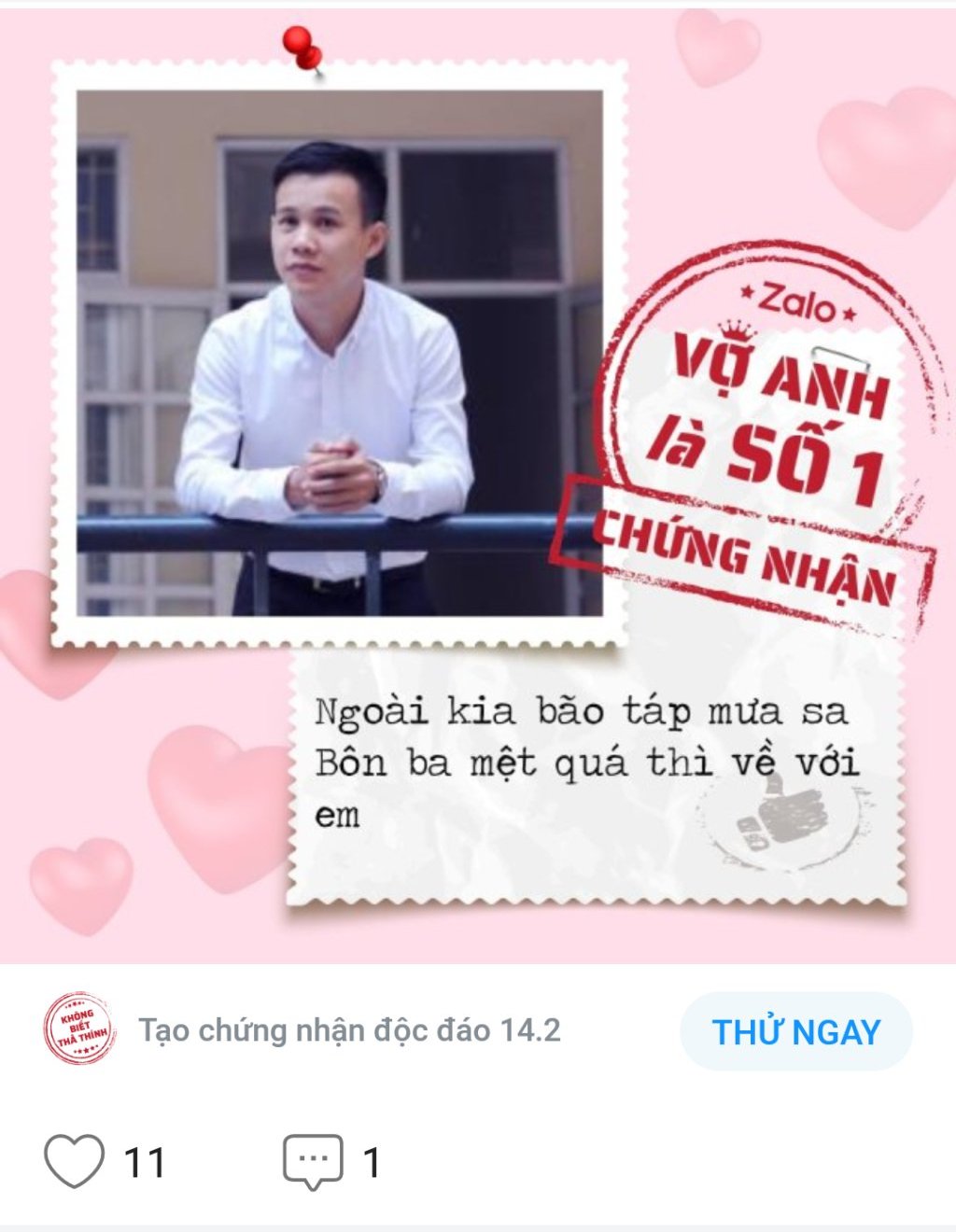 Bạn trẻ trải nghiệm Zalo tự tạo chứng nhận độc đáo mùa Valentine