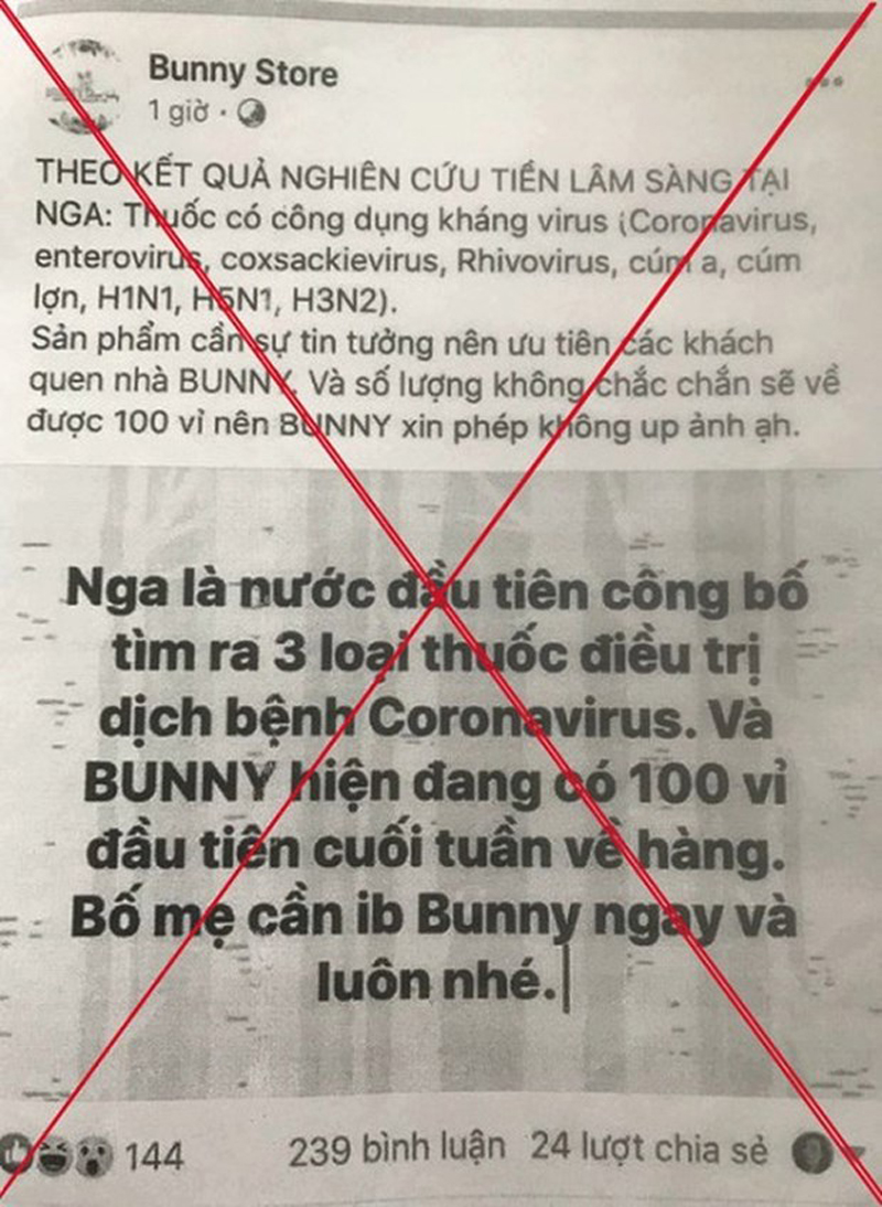 Công an Hà Nội kịp thời ngăn chặn những thông tin sai sự thật về Covid-19. (Ảnh chụp màn hình).