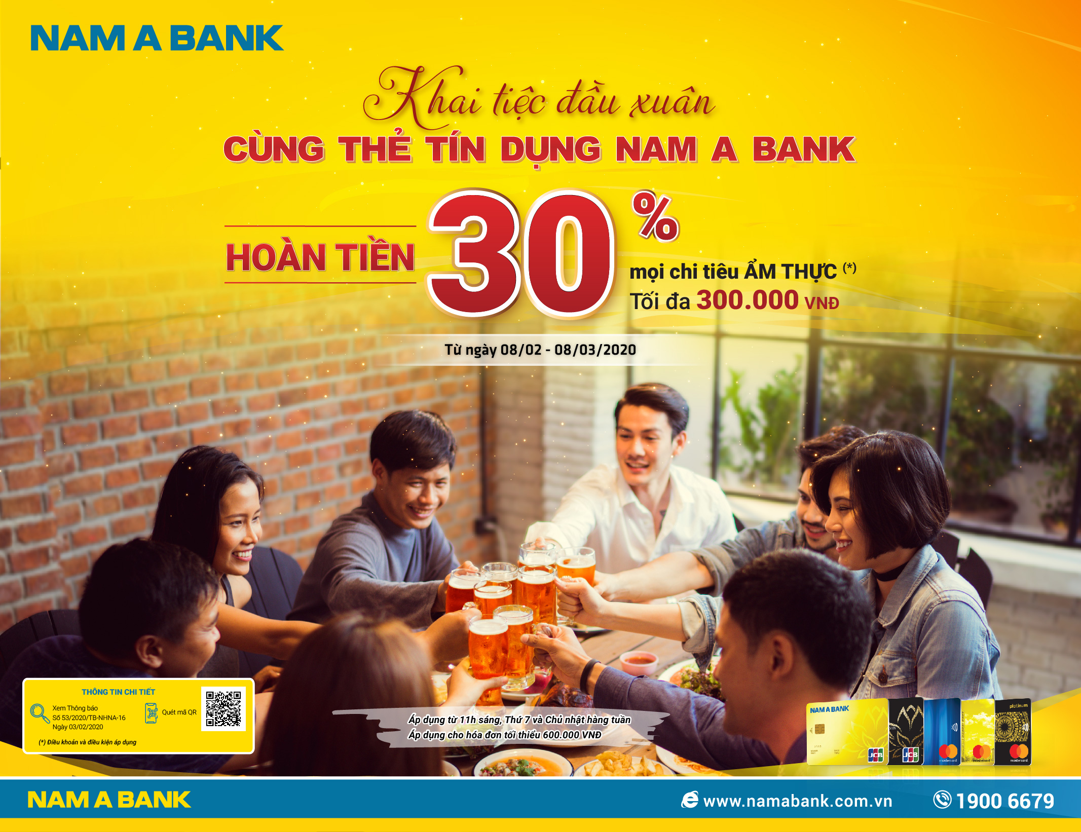 Hoàn tiền lên đến 30% cho chủ thẻ tín dụng Nam A Bank