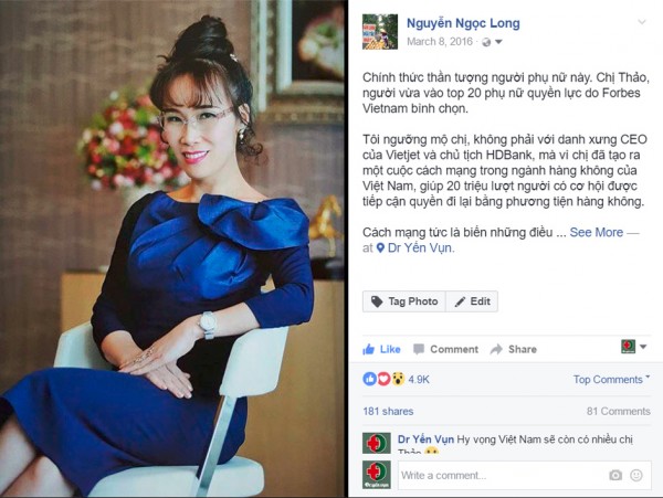 Nữ CEO Vietjet được lòng dân mạng là ai?