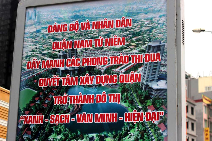 Quận Nam Từ Liêm, Hà Nội: Hàng loạt khẩu hiệu sai lỗi chính tả do lỗi in ấn