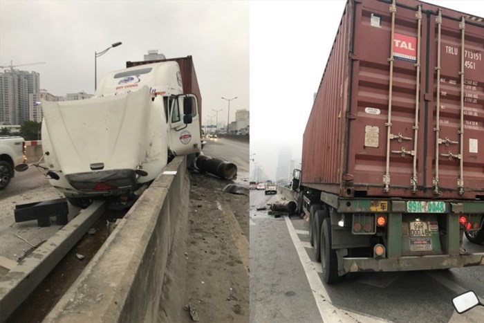 Liên tiếp xảy ra 2 vụ tai nạn kinh hoàng tại đường vành đai 3 trên cao khiến giao thông ùn tắc