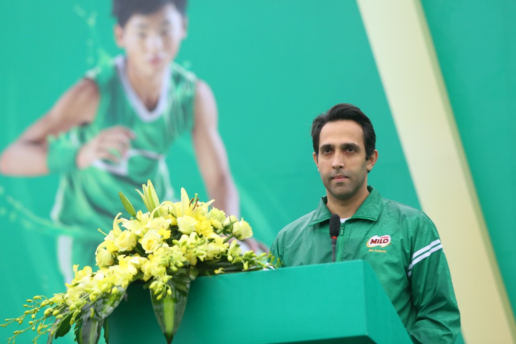 Ông Ali Abbas, Giám đốc Kinh doanh ngành hàng MILO và sữa, Công ty Nestlé Việt Nam, phát biểu tại ngày hội