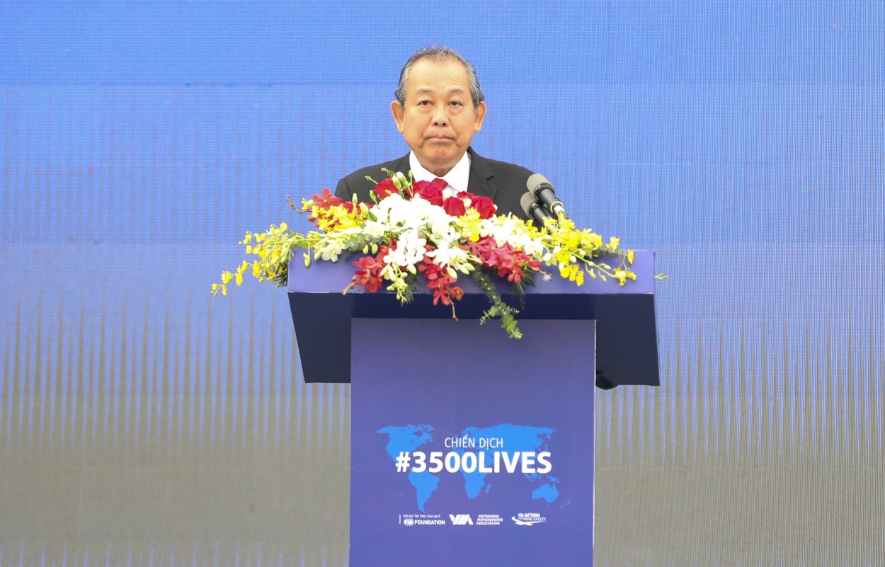 Phó Thủ tướng Chính phủ Trương Hòa Bình phát biểu tại sự kiện: “Lễ phát động chiến dịch #3500 sinh mạng là sự kiện chính thức triển khai các hoạt động nhằm kêu gọi và nâng cao nhận thức của cộng đồng, đặc biệt là giới trẻ, tập trung vào những “nguyên tắc cứu mạng” khi lưu thông”.