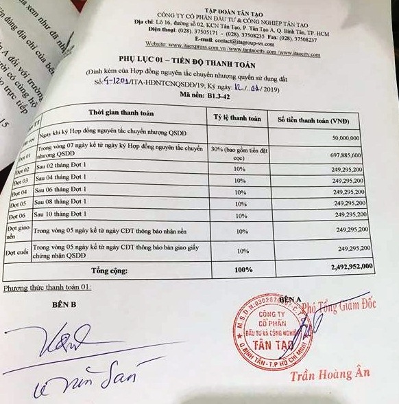Nếu đóng theo giai đoạn hứa chuyển nhượng chủ đầu tư đã thu khách hàng lên đến 30% giá trị hợp đồng