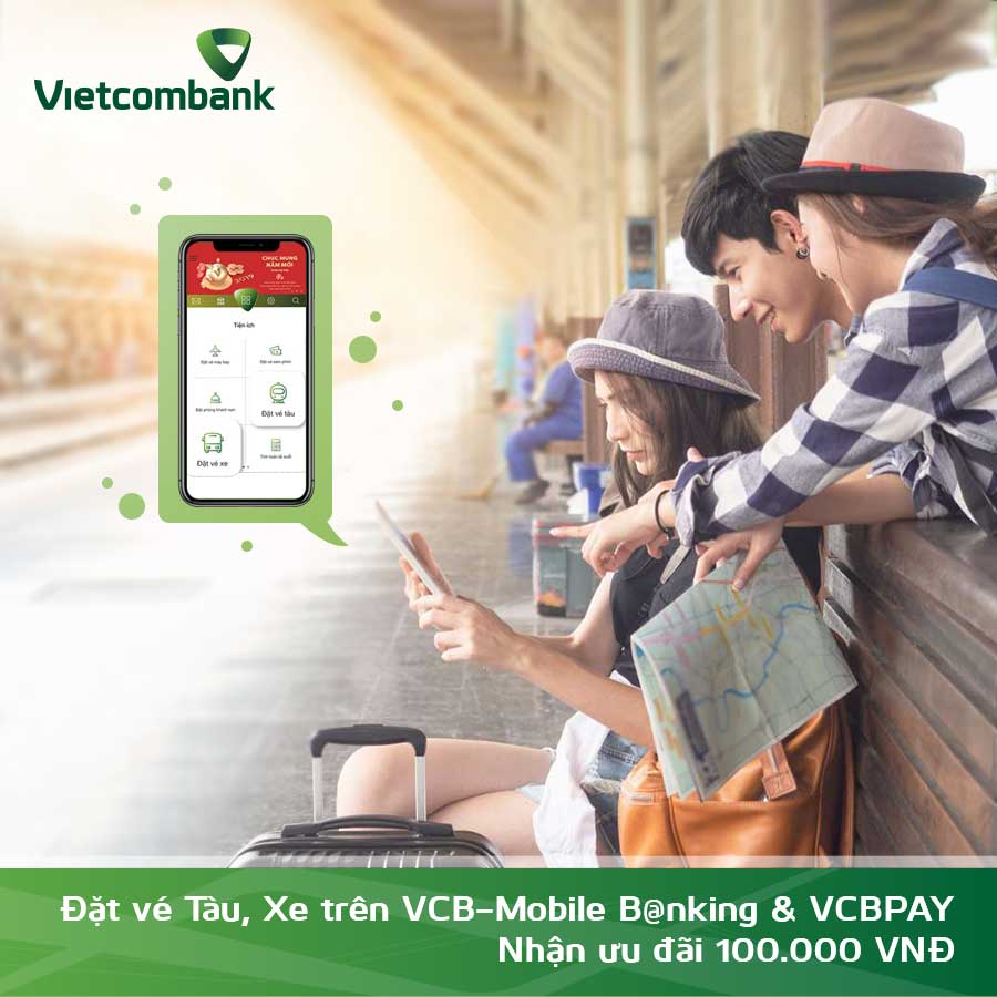 Vietcombank mở rộng triển khai tính năng Đặt vé tàu, xe trên VCBPAY