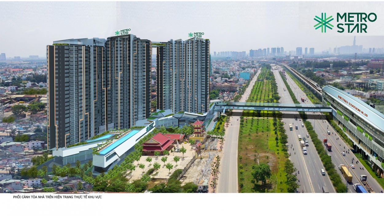 Dự án Shophouse Metro Star nằm trên mặt tiền xa lộ Hà Nội, có cầu bộ hành kết nối trực tiếp với ga metro số 10