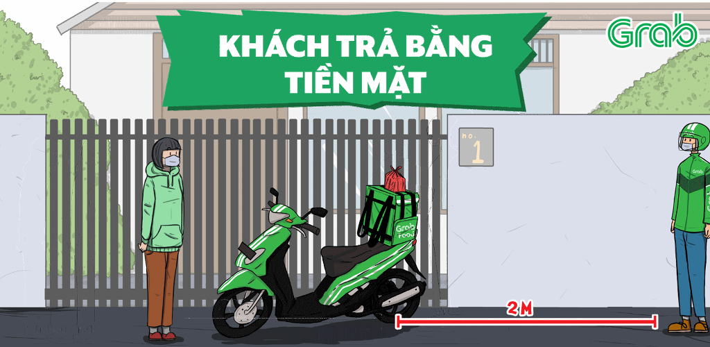 Đối tác tài xế sẽ đặt thức ăn tại vị trí đã được chỉ định, thông báo đơn hàng đã đến qua cuộc gọi hoặc GrabChat và đứng chờ khách ở khoảng cách 2 - 3m