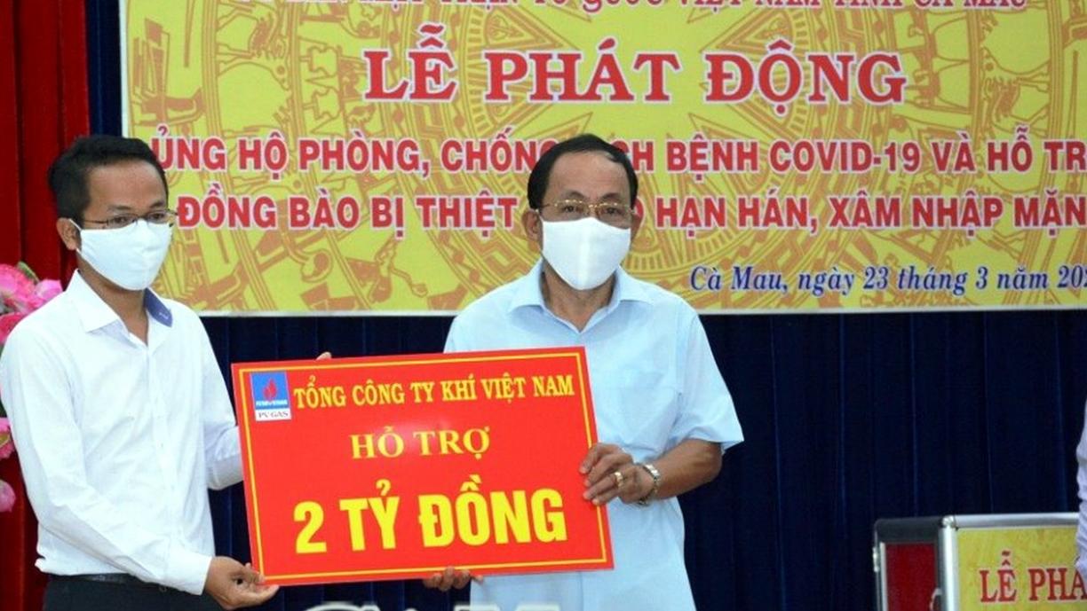 Tổng công ty Khí Việt Nam tặng 2 tỉ đồng ủng hộ Cà Mau chống dịch Covid-19