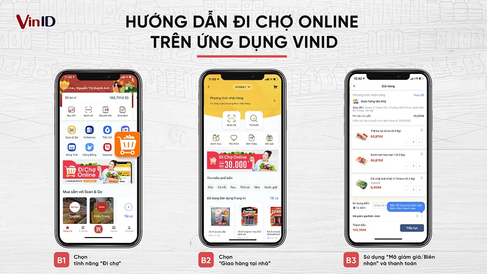 Chỉ với vài thao tác đơn giản, khách hàng đã có thể để VinID “đi chợ hộ”