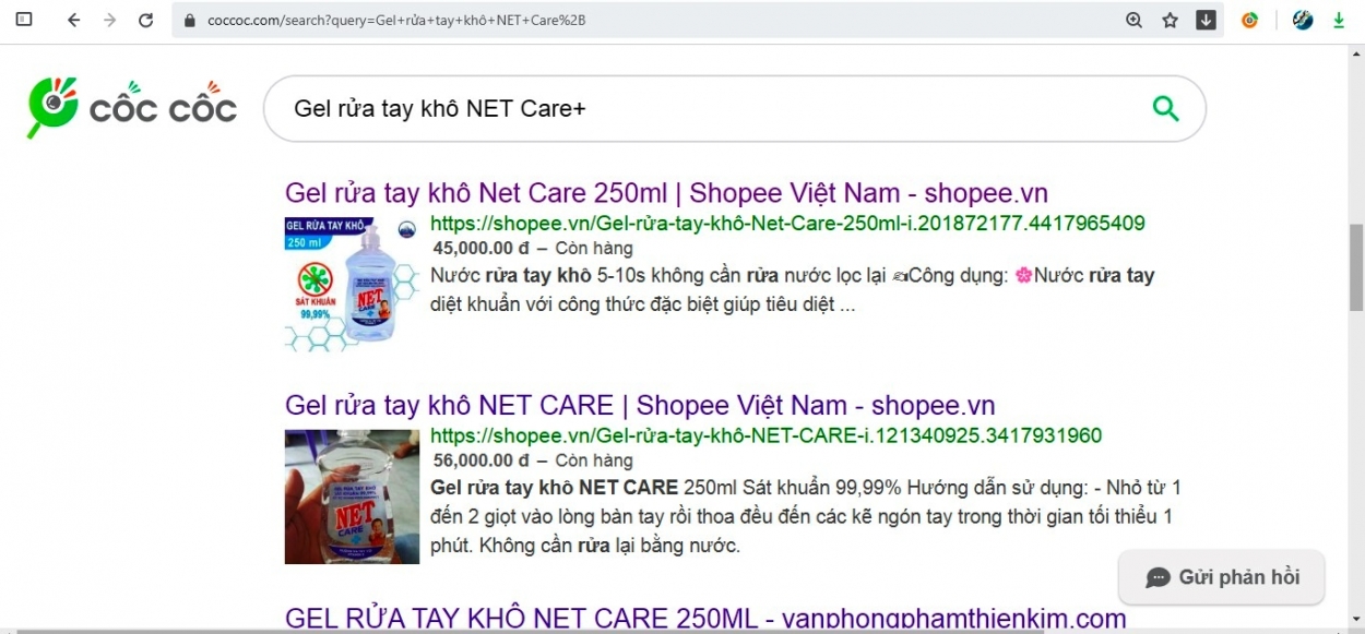 Gel rửa tay khô NET Care+ của NETCO chưa được cấp phép đã lưu hành?