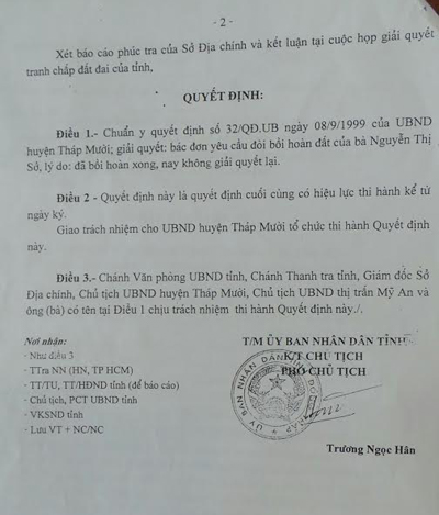 Khiếu nại kéo dài ở huyện Tháp Mười, tỉnh Đồng Tháp: Thu hồi đất của dân nhưng chỉ bồi thường hoa màu