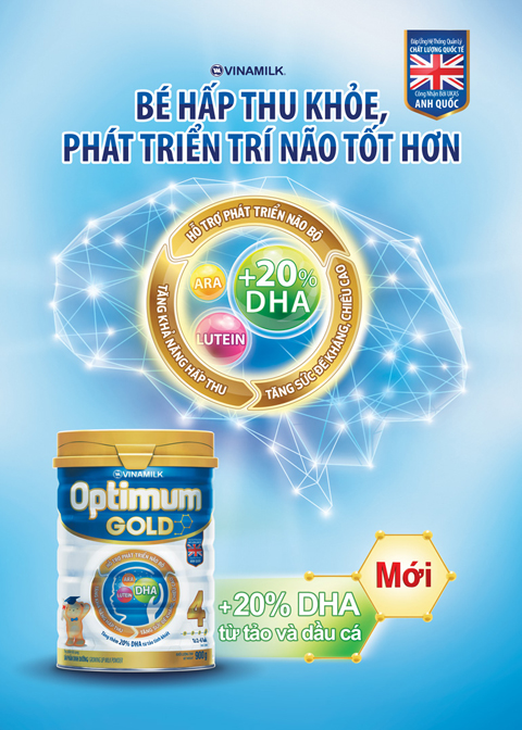 Dòng sản phẩm dinh dưỡng cao cấp Optimum Gold dành cho trẻ em của Vinamilk