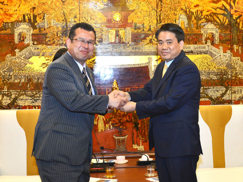 Chủ tịch UBND TP Hà Nội Nguyễn Đức Chung tiếp Thị trưởng thành phố Saijo