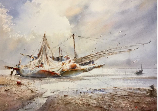 Ngắm nhà tập thể Hà Nội đầy thân thương trong tranh màu nước