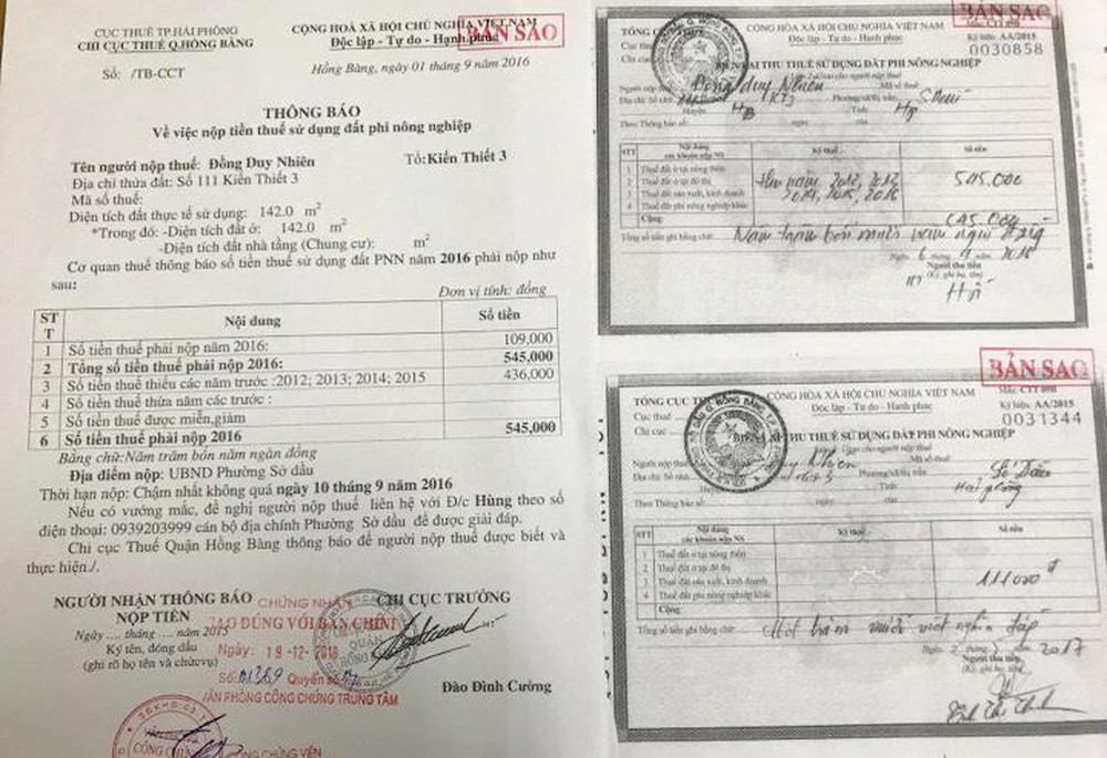 Chứng nhận nộp thuế của ông Nhiên