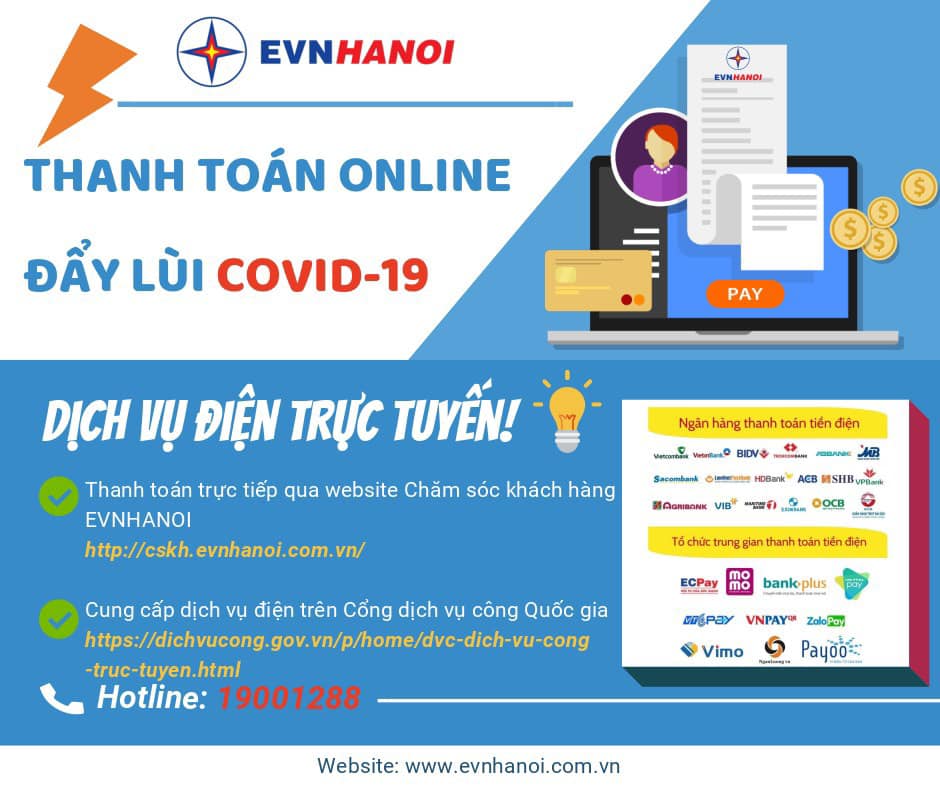 EVNHANOI khuyến khích thanh toán tiền điện trực tuyến