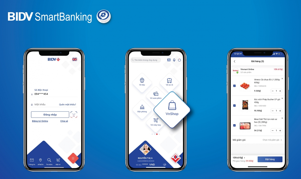 Gian hàng “VinMart: Siêu thị tại nhà” được tích hợp trên BIDV SmartBanking