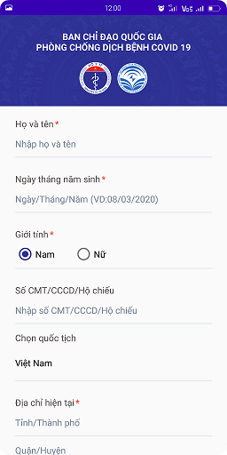 Ứng dụng khai báo y tế NCOVI