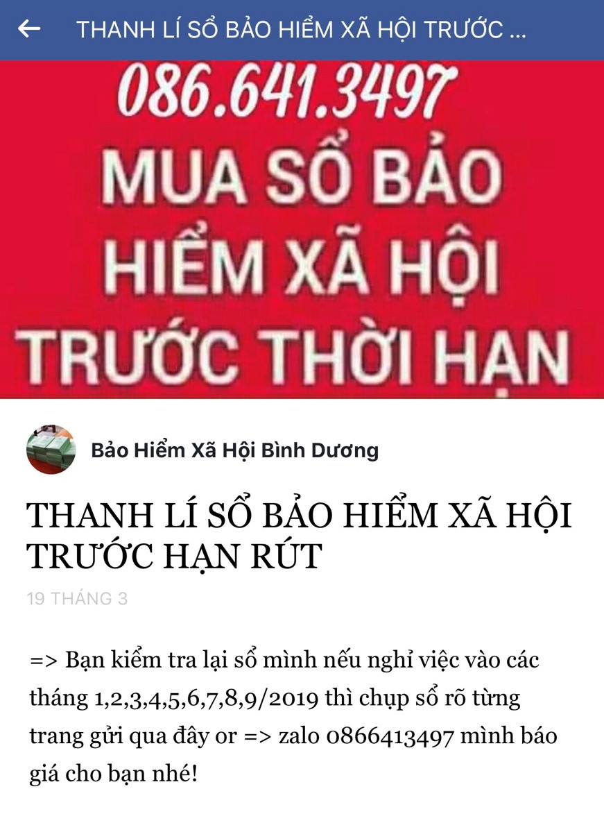 Các tài khoản Facebook mang tên cơ quan BHXH hay BHXH Bình Dương để thực hiện hành vi trên đều là giả mạo