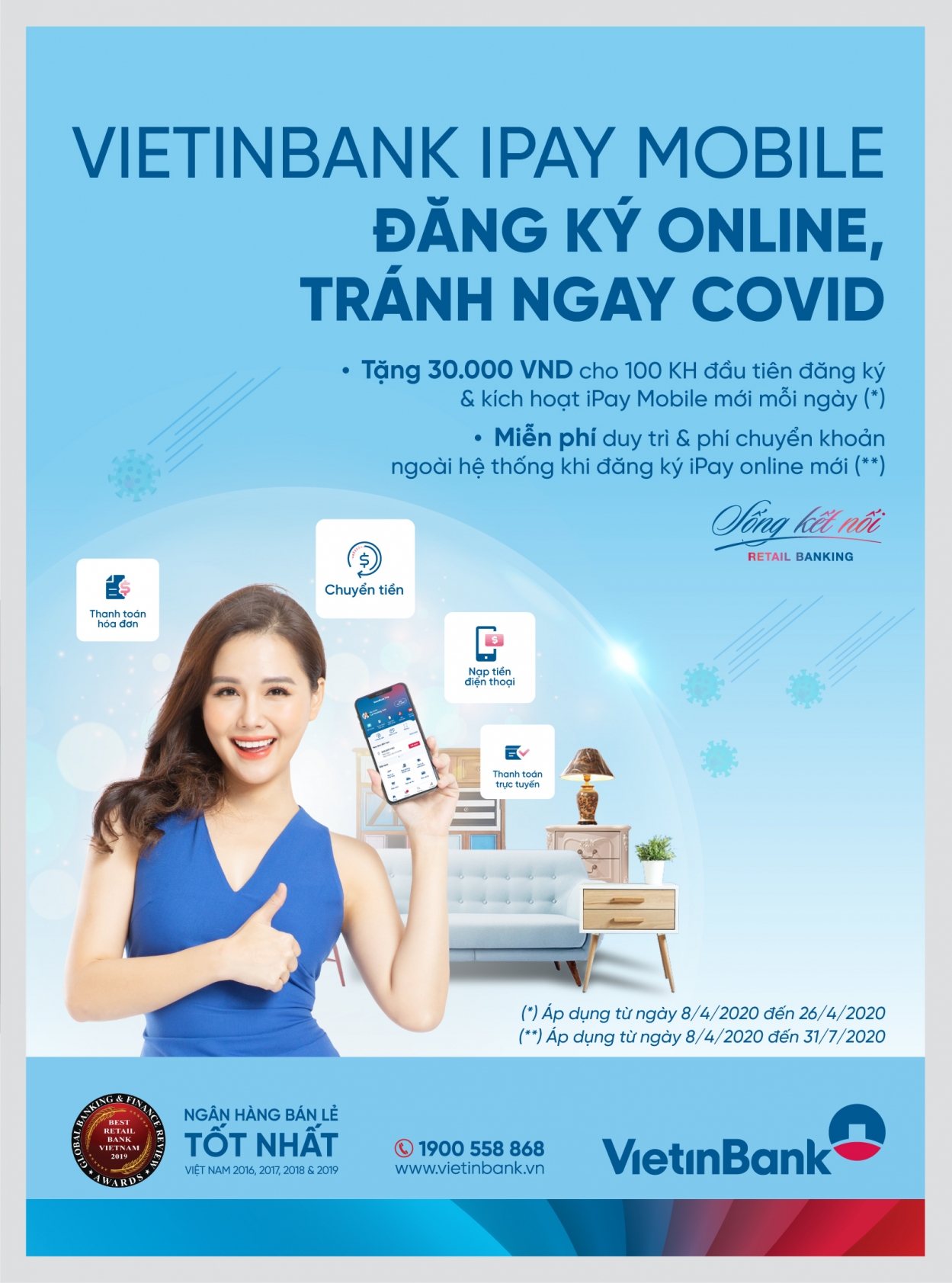 Tặng ngay 30.000 VND và miễn phí giao dịch VietinBank iPay Mobile