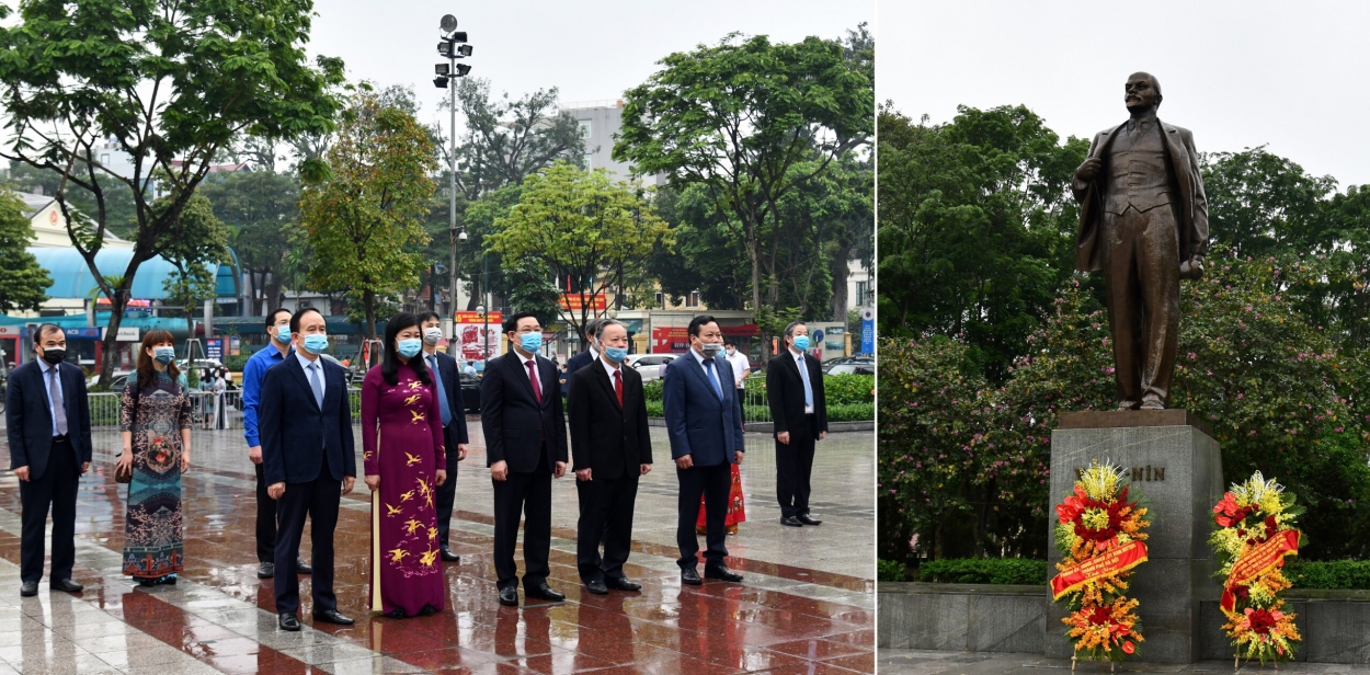 Lãnh đạo thành phố Hà Nội dâng hoa kỷ niệm 150 năm Ngày sinh V.I.Lênin