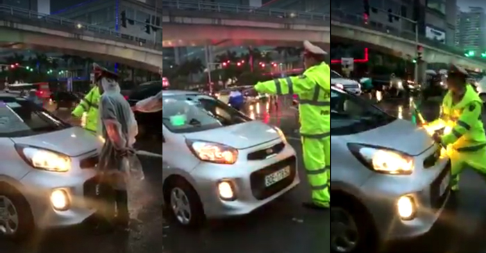 Hà Nội: Truy tìm xe taxi vượt đèn đỏ, cố tình “đẩy” cảnh sát để bỏ chạy