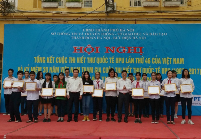 Hà Nội lọt top những tỉnh thành có nhiều học sinh đoạt giải viết thư quốc tế UPU
