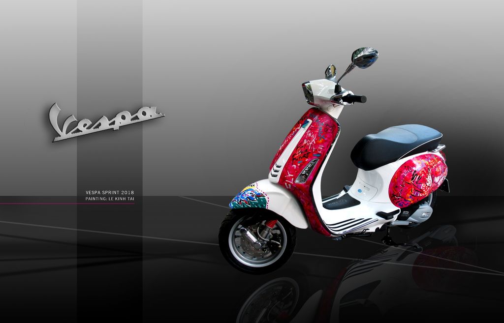 Tác phẩm Vespa Sprint của họa sĩ Lê Kinh Tài đấu giá được 26.000 USD