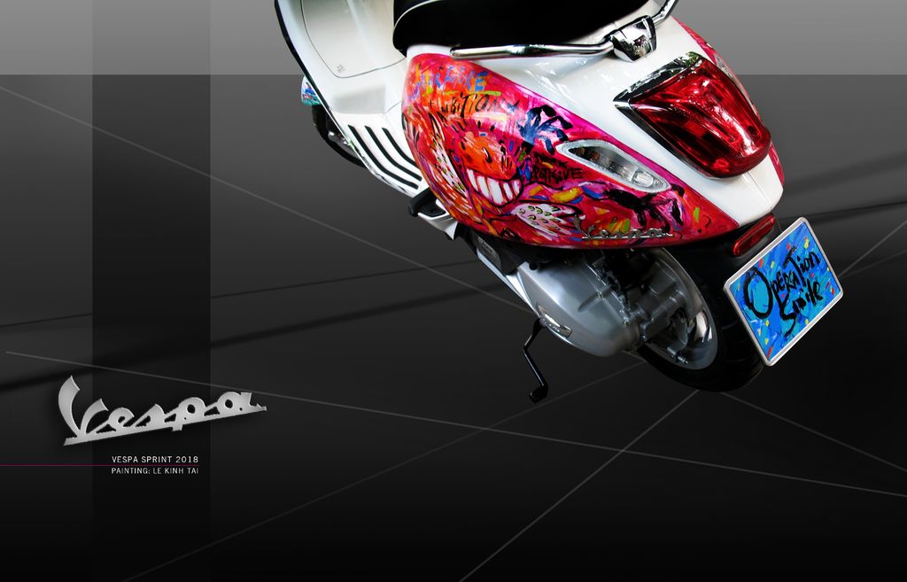 Tác phẩm Vespa Sprint của họa sĩ Lê Kinh Tài đấu giá được 26.000 USD