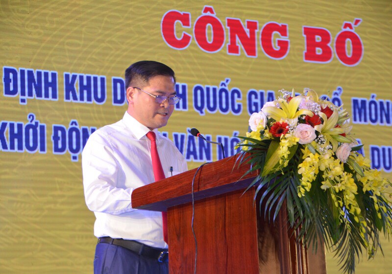 Đồng chí Bùi Văn Khắng, Phó Chủ tịch UBND tỉnh Quảng Ninh phát biểu tại lễ công bố.